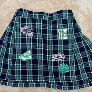 JUSTICE x STRANGER THINGS Green Plaid Skort (M10)
